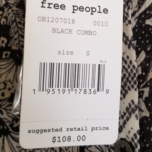 NWT Free People Dani Oversized Buttondown Shirt – Black Combo - Small - Picture 3 of 12